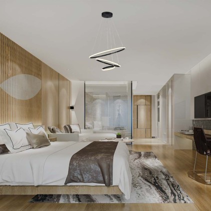 V-TAC Lampadario LED a Sospensione con 3 Cerchi 32W in Metallo Colore Nero 60*40*20cm 3000K