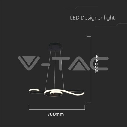 V-TAC Lampadario LED a Sospensione 18W in Metallo dal Design Moderno 70*25cm Colore Nero 3000K