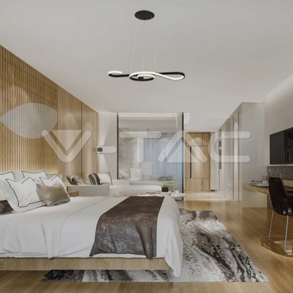 V-TAC Lampadario LED a Sospensione 18W in Metallo dal Design Moderno 70*25cm Colore Nero 3000K