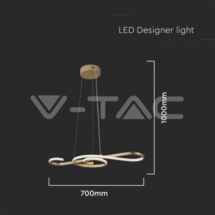 V-TAC Lampadario LED a Sospensione 18W in Metallo dal Design Moderno 70*25cm Verniciato Oro 3000K