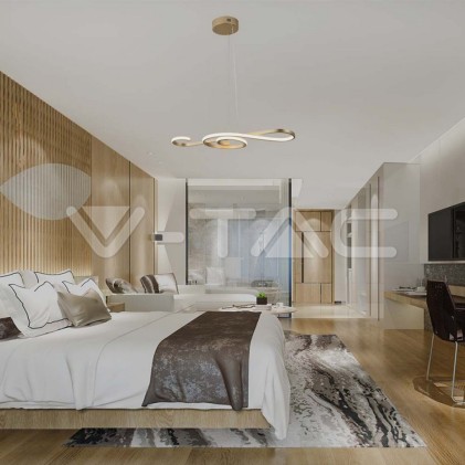 V-TAC Lampadario LED a Sospensione 18W in Metallo dal Design Moderno 70*25cm Verniciato Oro 3000K