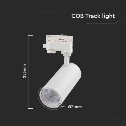 V-TAC Faretto LED COB da Binario 30W Colore Bianco 3in1