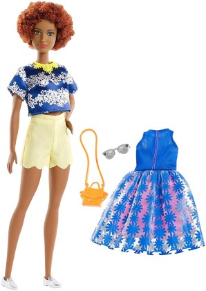 Barbie Fashionista Bambola con Moda Regalo Set in Parte Superiore con Motivo Floreale e Catena, Multicolore, FRY80