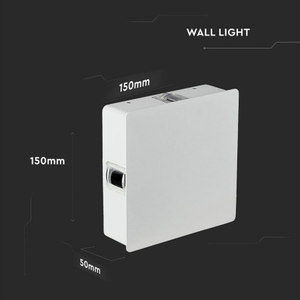 V-TAC Lampada LED da Muro Quadrato 4W 110LM/W Colore Bianco 4000K IP65