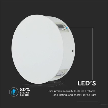 V-TAC Lampada LED da Muro Rotondo 4W 110LM/W Colore Bianco 3000K IP65