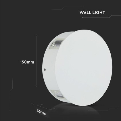V-TAC Lampada LED da Muro Rotondo 4W 110LM/W Colore Bianco 4000K IP65