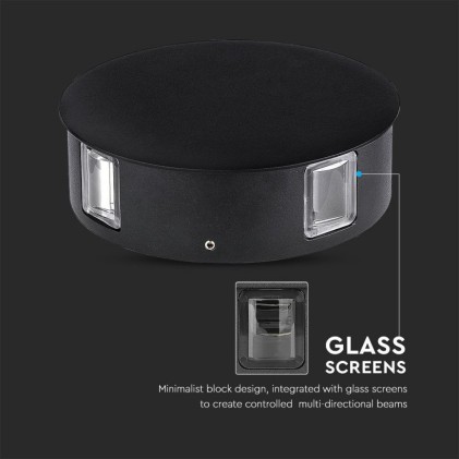 V-TAC Lampada LED da Muro Rotondo 4W 110LM/W Colore Nero 4000K IP65