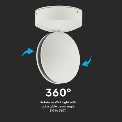 V-TAC Lampada LED da Muro Arrotondata 7W 110LM/W Fascio Luminoso a 360° Colore Bianco 4000K IP65