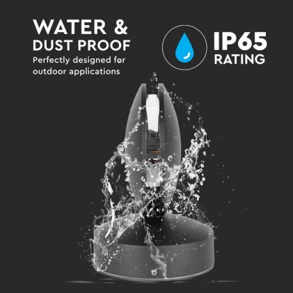 V-TAC Lampada LED da Muro Arrotondata 7W 110LM/W Fascio Luminoso a 360&deg; Colore Nero 4000K IP65