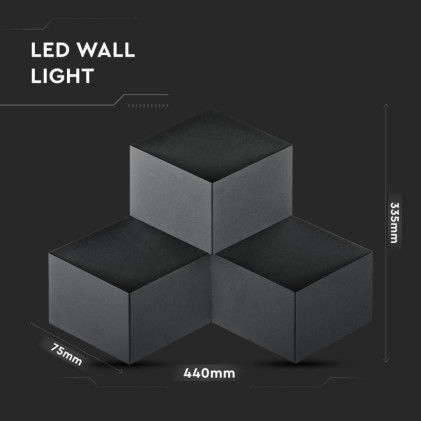 V-TAC Lampada LED da Muro Squadrata a Forme Sovrapposte 9W Colore Nero 3000K IP20