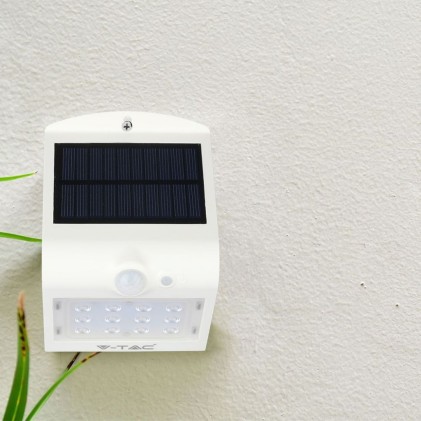 V-TAC Lampada LED Solare da Muro a Batteria 1,5W 150LM/W 14LED con Sensore PIR Colore Bianco 4000K IP65