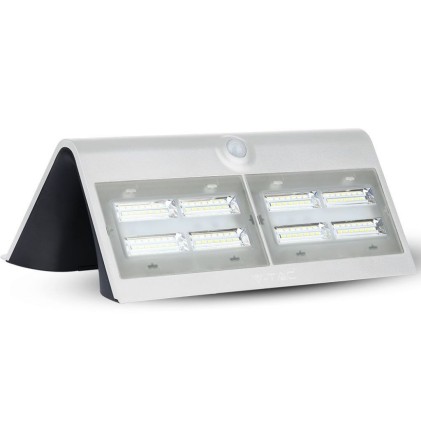 V-TAC Lampada LED Solare da Muro a Batteria 6,8W 60LED con Sensore PIR Colore Bianco 4000K IP65