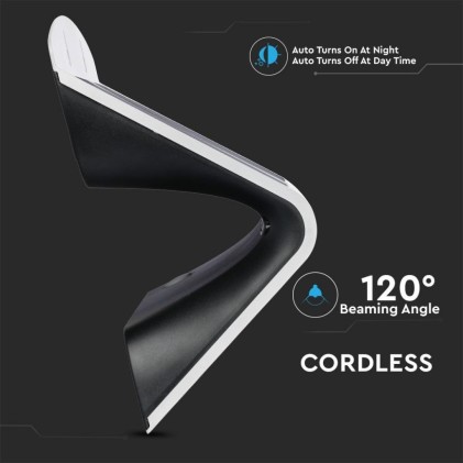 V-TAC Lampada LED Solare da Muro a Batteria 6,8W 60LED con Sensore PIR Colore Bianco 4000K IP65