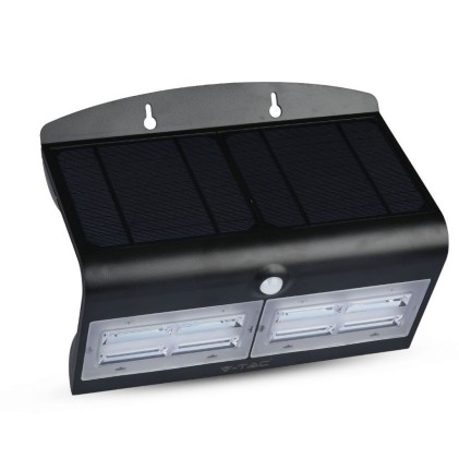 V-TAC Lampada LED Solare da Muro a Batteria 6,8W 60LED con Sensore PIR Colore Nero 4000K IP65