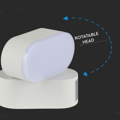 V-TAC Lampada LED da Muro Ovale 6W 110LM/W Colore Bianco con Testa Ruotabile 3000K IP65