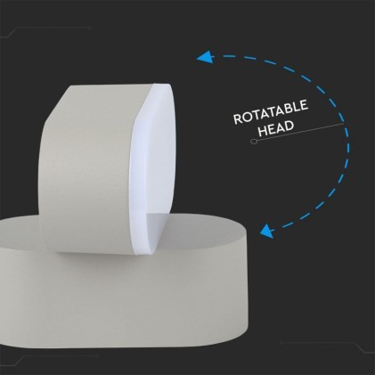 V-TAC Lampada LED da Muro Ovale 6W 110LM/W Colore Grigio con Testa Ruotabile 4000K IP65