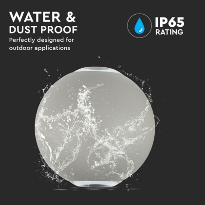 V-TAC Lampada LED da Muro Sferica 6W 110LM/W Doppio Fascio Luminoso Colore Grigio 3000K IP65