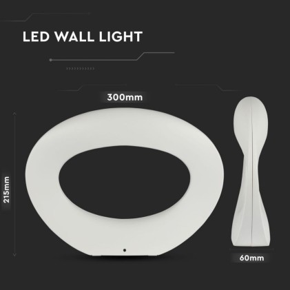 V-TAC Lampada LED da Muro Arrotondata 10W 110LM/W Colore Bianco 4000K IP20