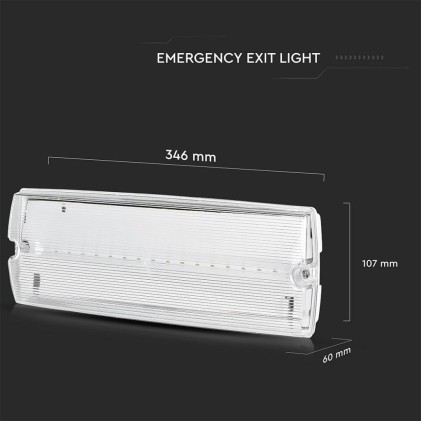 V-TAC Lampada LED di Emergenza 3W Batteria da 1200mAh per 12 Ore 6000K IP65