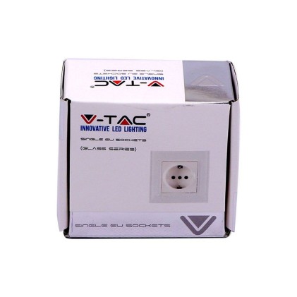 V-TAC Presa ad Incasso Singola per Schuko e 10A 2P+T con Rivestimento in Vetro Colore Bianco