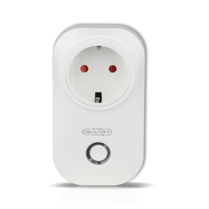 V-TAC Presa con Spina a Schuko WiFi 10A 2P + Schuko con Interruttore Compatibile con Google Home e Amazon Alexa Tramite App V-Tac Smart