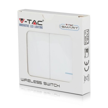 V-TAC Interruttore Wireless a Doppio Tasto con Sensore Colore Bianco IP54