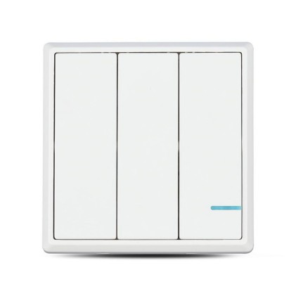 V-TAC Interruttore Wireless a Triplo Tasto con Sensore Colore Bianco IP54