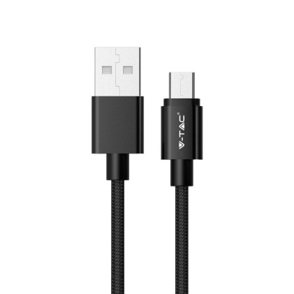 V-TAC Cavo da Micro-USB a USB-A 1m Ricarica Rapida 2.4A Platinum Series Cavo Antigroviglio in Corda Colore Nero