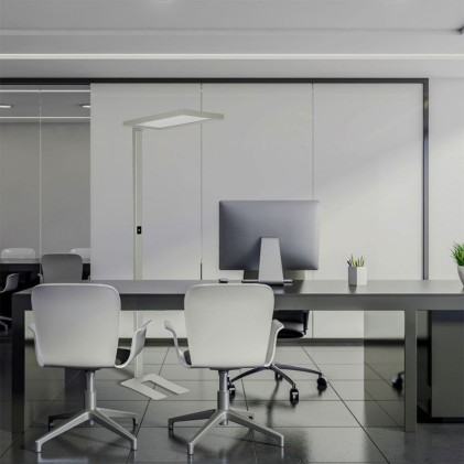 V-TAC Piantana LED 80W Touch con Doppio Fascio Luminoso Colore Argento h: 195cm 4000K Dimmerabile