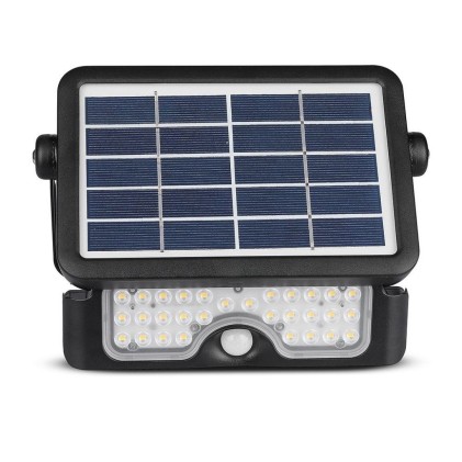 V-TAC Lampada LED Solare da Muro a Batteria 5W 30LED con Sensore di Movimento e Crepuscolare a Basi Inclinabili 4000K IP65
