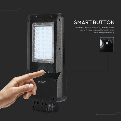 V-TAC Armatura Stradale LED SMD 15W con Pannello Solare Colore Nero 4000K IP65