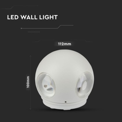 V-TAC Lampada LED da Muro Sferica 4 LED COB 4W Colore Bianco 3000K IP65