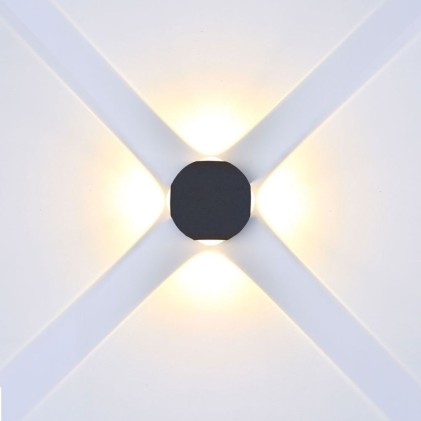 V-TAC Lampada LED da Muro Sferica 4 LED COB 4W Colore Nero 4000K IP65