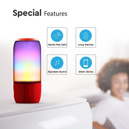 V-TAC Lampada LED da Tavolo 2 LED 3W Multifunzione Speaker Bluetooth USB e TF CARD Colore Rosso con Luci RGB