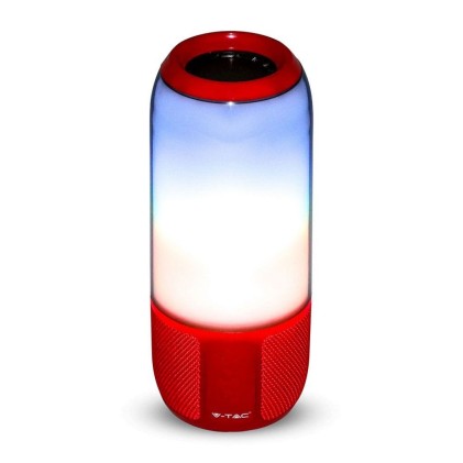 V-TAC Lampada LED da Tavolo 2 LED 3W Multifunzione Speaker Bluetooth USB e TF CARD Colore Rosso con Luci RGB
