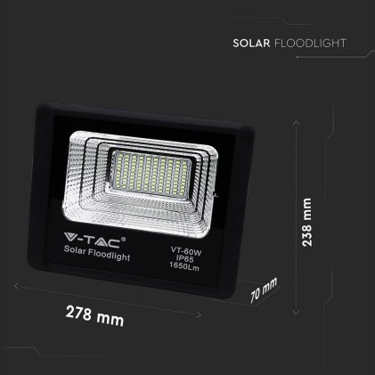 V-TAC Faro LED con Telecomando e Pannello Solare 20W 4000K
