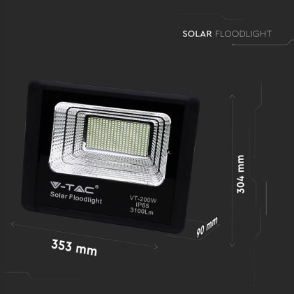 V-TAC Faro LED con Telecomando e Pannello Solare 40W 4000K