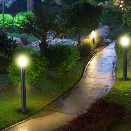 V-TAC Piantana LED da Giardino 110cm con Portalampada E27 (max 60W) in Acciaio Inossidabile Nero IP44