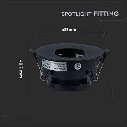 V-TAC Portafaretto LED da Incasso GU10 Rotondo Colore Nero con Interno Nero