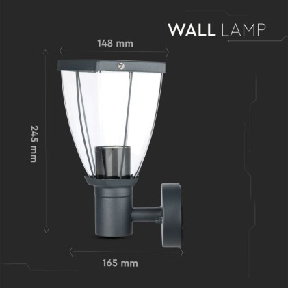 V-TAC Lampada LED da Giardino con Portalampada E27 (max 40W) in Acciaio Inossidabile Colore Nero IP44