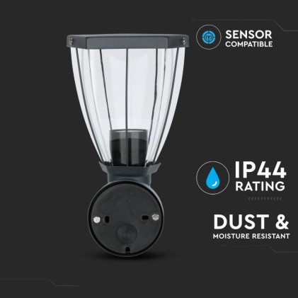 V-TAC Lampada LED da Giardino con Portalampada E27 (max 40W) in Acciaio Inossidabile Colore Nero IP44