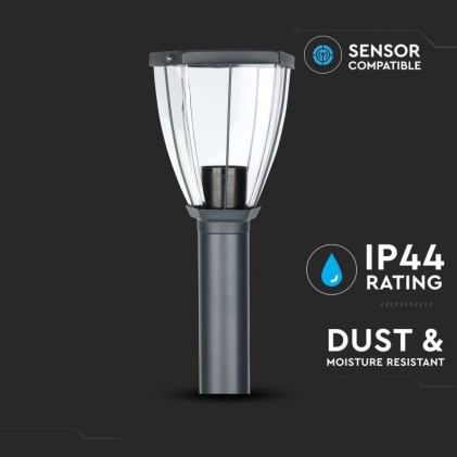 V-TAC Piantana LED da Giardino con Portalampada E27 (max 40W) in Acciaio Inossidabile h: 800mm Colore Nero IP44