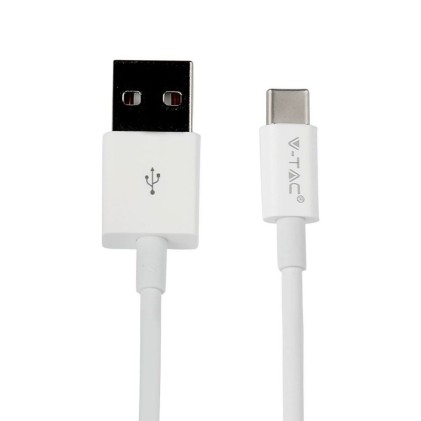 V-TAC Caricatore da Viaggio Ricarica Rapida 3.0A con Cavo da USB Tipo-C a USB-A Colore Bianco