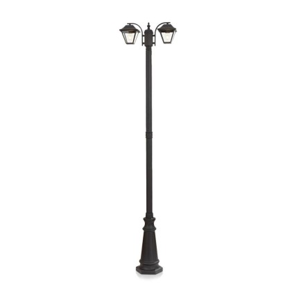 V-TAC Lampione LED con Doppio Portalampada a Lanterna 2*E27 Colore Nero Opaco h: 228cm IP44