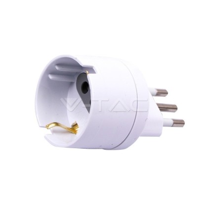 V-TAC Adattatore con Spina 10A 2P+T e Presa 10A 2P+T + Schuko Colore Bianco