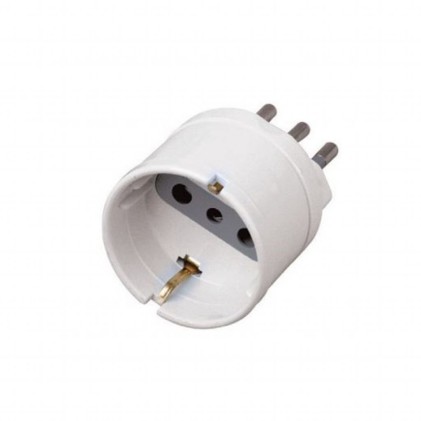 V-TAC Adattatore con Spina 10A 2P+T e Presa 10A 2P+T + Schuko Colore Bianco