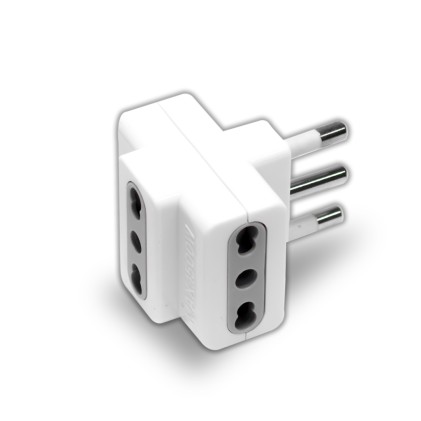 V-TAC Adattatore Multipresa con 3 Prese 10/16A 2P+T Bipasso e Spina 16A 2P+T Colore Bianco
