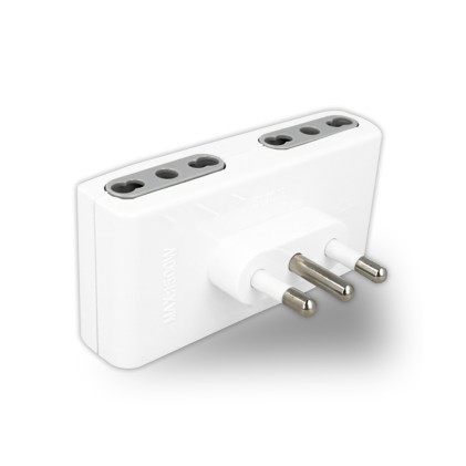 V-TAC Adattatore Multipresa con 4 Prese 10/16A 2P+T Bipasso e Spina 16A 2P+T Colore Bianco