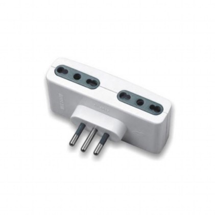 V-TAC Adattatore Multipresa con 4 Prese 10/16A 2P+T Bipasso e Spina 16A 2P+T Colore Bianco