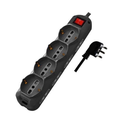 V-TAC Multipresa con Cavo 1,5m 8 Prese Laterali 10/16A 2P+T Bipasso 4 Frontali 10/16A 2P+T Bipasso Schuko con Interruttore Spina 16A 2P+T Colore Nero